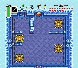 A room filled with traps, but only the the upper two are of any concern.