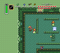 Link fighting off some Wizzies